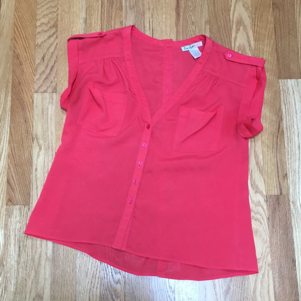 Hot pink short sleeved blouse
